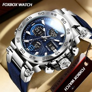 FOXBOX Outdoors Sport Watch Men Waterproof LED Electronic Dual Display Silicone Watch For Men