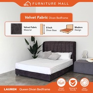 SKL Furniture LAUREN Queen Divan Bedframe / Katil Queen (Veltvet) / Headboard