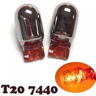 2pcs T20 7440 WY21W w21w Chrome Plated Bulb Silver Amber Turn Signal 12V