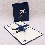 Retro3D civil aviation helicopter greeting card 3D paper sculpture airplane model qu