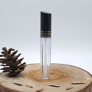 5ML CLEAR ACRYLIC LIPGLOSS BOTTLE - BLACK CAP WITH GOLD LIST - THICK ACRILYC LIP BRUSH LIPTINT LIP S