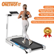 OneTwoFit Foldable Treadmill Running Walking Machine with Bluetooth Home Gym Exercise Equipment