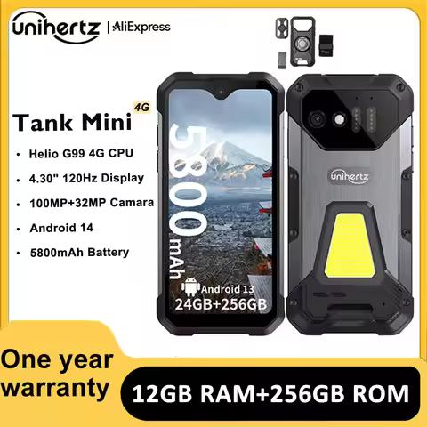 Unihertz 8849 Tank Mini Rugged Smartphone 4.3 Inch Display Android 13 Helio G99 Octa Core 5800mAh 10