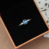 Natural Blue Moonstone Ring Female Niche Design s925 Sterling Silver Ring Light Luxury Jewelry