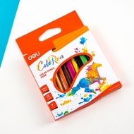 Deli EC09900 12-Color Colored Pencils Woodenbebass, Bright Colors, Triangular Handles Deli Colour Pe