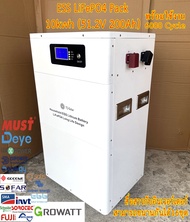 แบตเตอรี่ ลิเธียม ฟอสเฟต ESS 10kwh 51.2V 200Ah LiFePO4 Battery 1P16S รอบการใช้งาน 6000 Cycle Hybrid Grid Home Energy Storage System