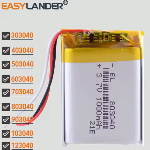 3wires 3.7V 1200mAh 103040 Lithium Li-ion Li Polymer Battery 303040 403040 503040 603040 703040 8030