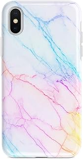 uCOLOR Case Compatible with iPhone Xs/X,iPhone 10 Protective Case Rainbow Marble Slim Soft TPU Silicone Shockproof Cover Compatible iPhone XS/X/10(5.8 inch)