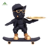 [Jocestyle Mall]Pitbull Key ถาดเรซิ่นประติมากรรมสัตว์ถาดมัลติฟังก์ชั่สำหรับห้องนั่งเล่นห้องโถงตกแต่ง