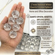27mm Natural White Quartz Crystal Sphere / Home and Office decoration