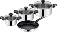 Tefal by Jamie Oliver Mainstream B271S7 Pot and Pan Set | Stainless Steel Black Collection | Titanium Non-Stick Coating | Thermo-Spot | Ergonomic Soft-Touch Handles | Suitable for Induction Cookers