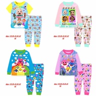 [2-6 years old] Cuddle Me Baby Children Kids Pyjamas Long/Short Sleeves Long Pants PJ Set Baby Shark Coco Melon Series