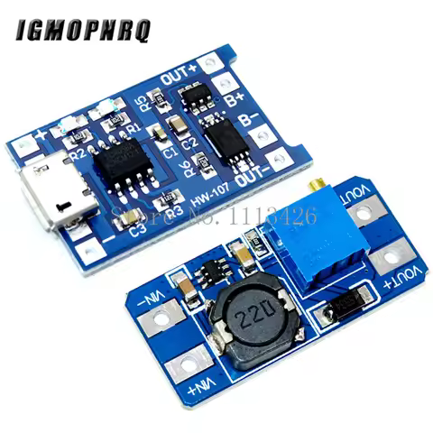 Micro USB 5V 1A 18650 TP4056 Lithium Battery Charger Module Charging Board With Protection + MT3608 