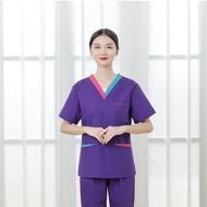 Free Name Scrub Suit for Women Short Sleeve Full Set Nurse Set Hospital Uniform Surgical Clothes Cot