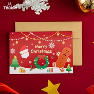 Thunlit Christmas Card High Quality Folding Merry Christmas Festival Greeting Wishes Message Postcard Present Gift Card with Envelope