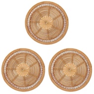 (CSID) {0} 3X Home Woven Wall Basket Natural Decor Decorative Rattan Decor Woven Wall Decor Woven Wa