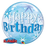 GAM 22 INCH ROUND FOIL BALLOON BDAY BLUE STARBURST SPARKLE