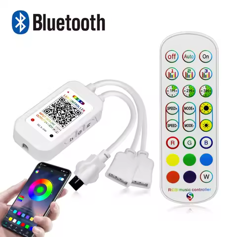 DC12V-24V 4 Pin Bluetooth APP RGB controller,1 to 1 or 1 to 2 RGB LED Controller With APP and Remote