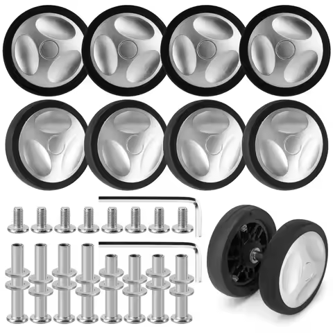 8Pcs Sliver Luggage Wheel Travel Suitcase Wheels Replacement with Screw Luggage Replacement Wheel 60
