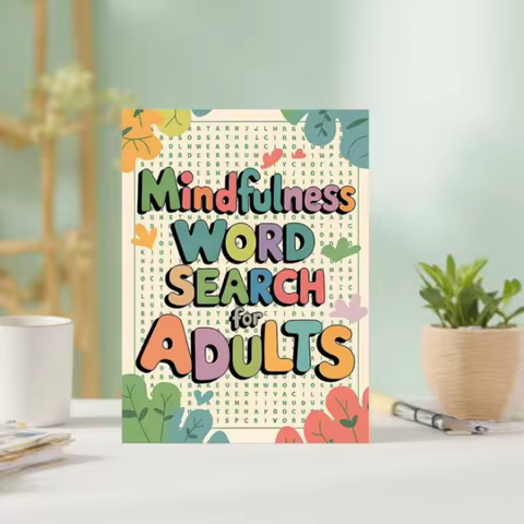 1Pcs Large Print Mindfulness Word Search Book for Adults, Calming Stress-Relief Puzzle Workbook with