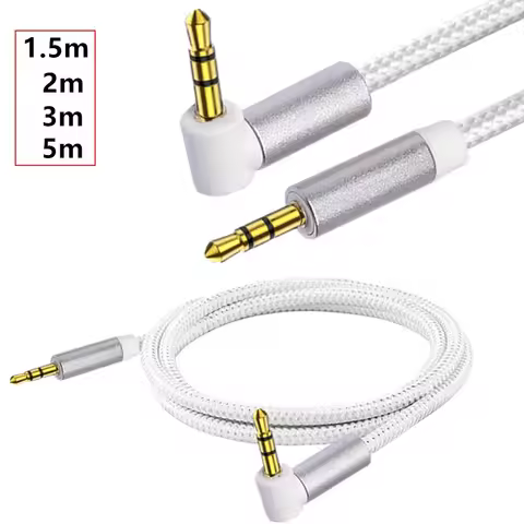 3.5mm Audio Cable，Stereo Aux 3.5mm to 3.5mm Cable 90 Degree Long Aux Cable Aux Male to Male Right An