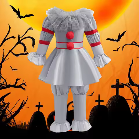 Halloween Scary Joker Pennywise Cosplay Costumes Top+Pants 2Pcs Sets For Children Horror Ghost Movie