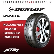 Dunlop SP Sport J6 12 13 14 15 inch Tyre (FREE INSTALLATION/DELIVERY) 155/70R12 175/70R13 165/60R14 185/60R14 165/55R14 185/60R15 175/65R14 175/65R15 185/70R14 205/60R15 195/60R15 195/65R15 205/65R15 185/65R15 165/60R13 175/50R15