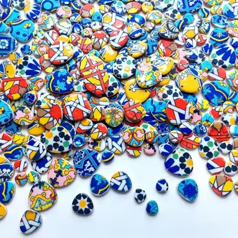 DIY Glass Mosaic Decorative Tiles 150/300 per Pack Unique Floral Patterns Meltable for Handcraft Hom