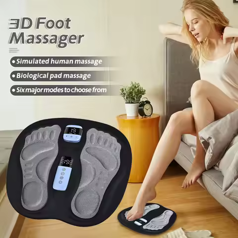 EMS Foot Massager LCD Display 8 Modes 19 Intensities Foot Massagers for Pain Relief Improve Circulat
