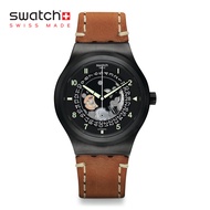 Swatch Sistem51 SISTEM THOUGHT YIB402 Brown Leather Strap Watch