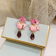 France Les Nereides Iris Series Pink Flower Gradient Star Diamond Purple Diamond Earrings Studs Ear 