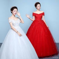 wedding dress for ninang✌┅▬Pregnant woman red wedding dress bride wedding dress 2022 middle school s