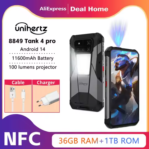 Unihertz by 8849 Tank 4 pro Smartphone 5G with 720P Projector Dimensity 8300 36GB+1TB Cellphone 3k A