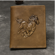 Miao Adult Simple Wallet Men's Leather Wallet Men's Retro Leather Carving Wallet Wallet Steed First 