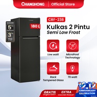 CHANGHONG Kulkas 2 Pintu CRF-238 Hitam Kapasitas 180 Liter Daya Listrik 70-Watt (GARANSI 5 TAHUN)