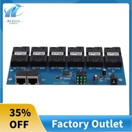 100M PCBA Board Fiber Optic Media Converter 2 RJ45 to 6 SC Optic Connector 3A+3B Ports 20KM Ethernet
