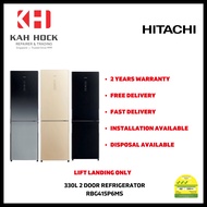 HITACHI R-BG415P6MSX 330L 2 DOOR REFRIGERATOR - 2 YEARS MANUFACTURER WARRANTY + FREE DELIVERY