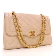 ★Chanel 香奈兒☆  巴黎限定!淺米色  Matrasse Paris Limited W 翻蓋鏈肩