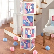8pcs/Set 25cm, Baby Boxes With Letters For Baby Shower, Gender Reveal Party Transparent Balloon Box 