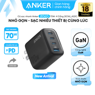 Củ sạc nhanh Anker Zolo 70W | 4 cổng 3C1A sạc 4 thiết bị cùng lúc  | Chân gập gấp gọn | Dành cho Sam