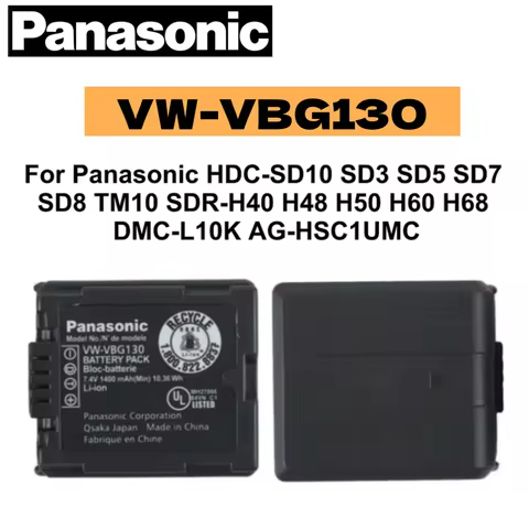Original VW-VBG130 VW-VBG070A Battery for Panasonic HDC-SD10 SD3 SD5 SD7 SD8 TM10 SDR-H40 H48 H50 H6