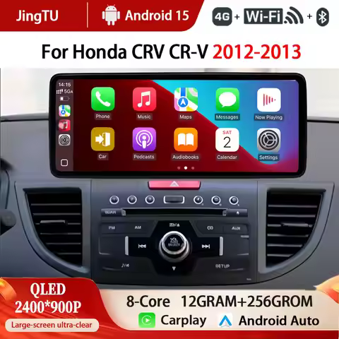Android 15 For Honda CRV CR-V 2012-2013 12.3‘’QLED Screen Car Radio Video Wireless Carplay Auto Mult