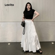 Lovito Casual Skirt Plain Basic Summer/Spring Skirt for Women Plus Size Friendly L85AD112 Lovito Cas