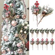 Christmas Red Berry Articifial Flower Pine Cone Branch Christmas Tree Decorations Ornament Gift Pack