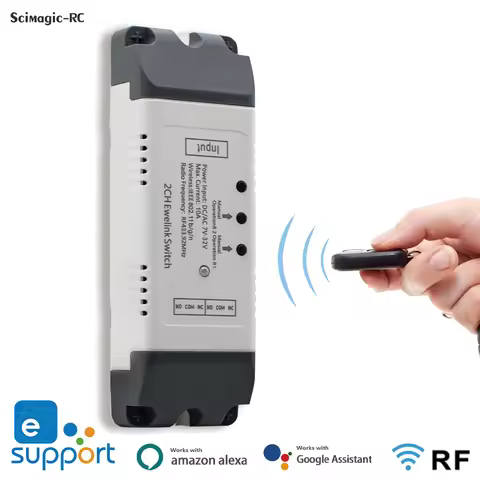 EWELINK 2 Channel Smart Switch Two Relay 12V 24V 220V 230V RF433 Receiver Module Dry Contact Inching