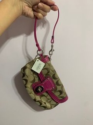 Coach 小手袋 手挽銀包 紫紅色