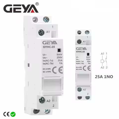 GEYA Din Rail Automatic Household Contactor AC220V 2P 16A 20A 25A 1NO/1NC/2NO/2NC/1NO1NC 50/60Hz
