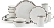 Pfaltzgraff Ezra 16-Piece Stoneware Dinnerware Set - Service for 4, Modern Coupe Minimalist Dinnerwa
