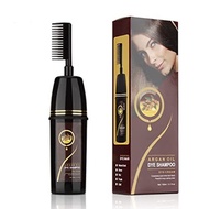 ▶$1 Shop Coupon◀  Argan Oil Dye Shampoo Black Hair Shampoo, Hair Color Dye Semi Permanent Shampoo wi