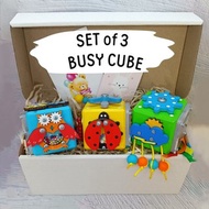 Set of 3 montessori toys Activity cube for travel, Busy cube for toddlers Fidget